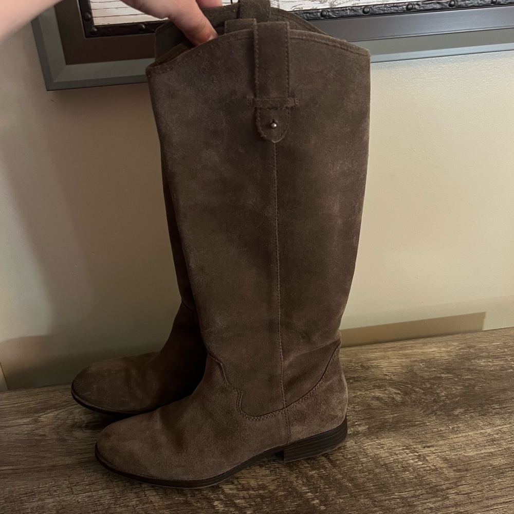 Frye & Co Tania Suede Riding Boots Pull On Brown Taupe Women’s Size 8